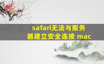 safari无法与服务器建立安全连接 mac